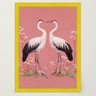 Romantic Crane Birds Heart Illustration Wall Art Print-Skudaboo