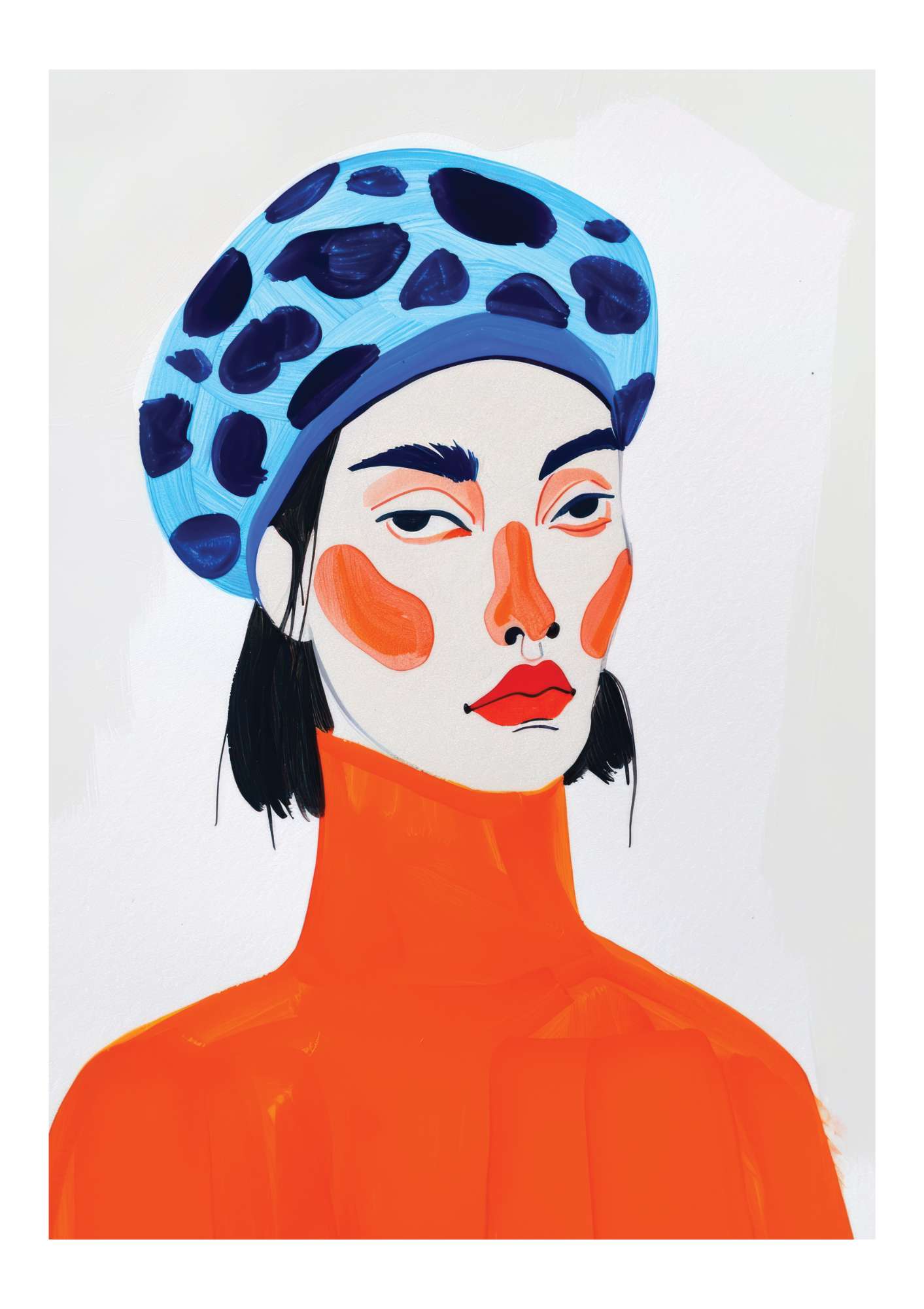 Blue Beret Portrait Art Print