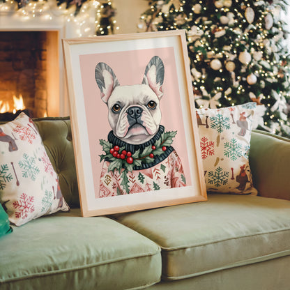 Festive French Bulldog Art Print