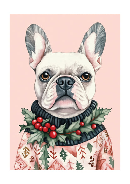 Festive French Bulldog Art Print