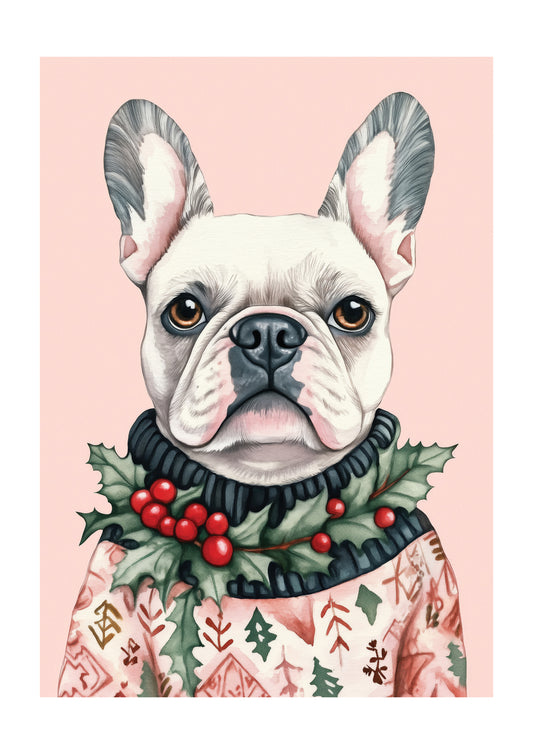 Festive French Bulldog Art Print