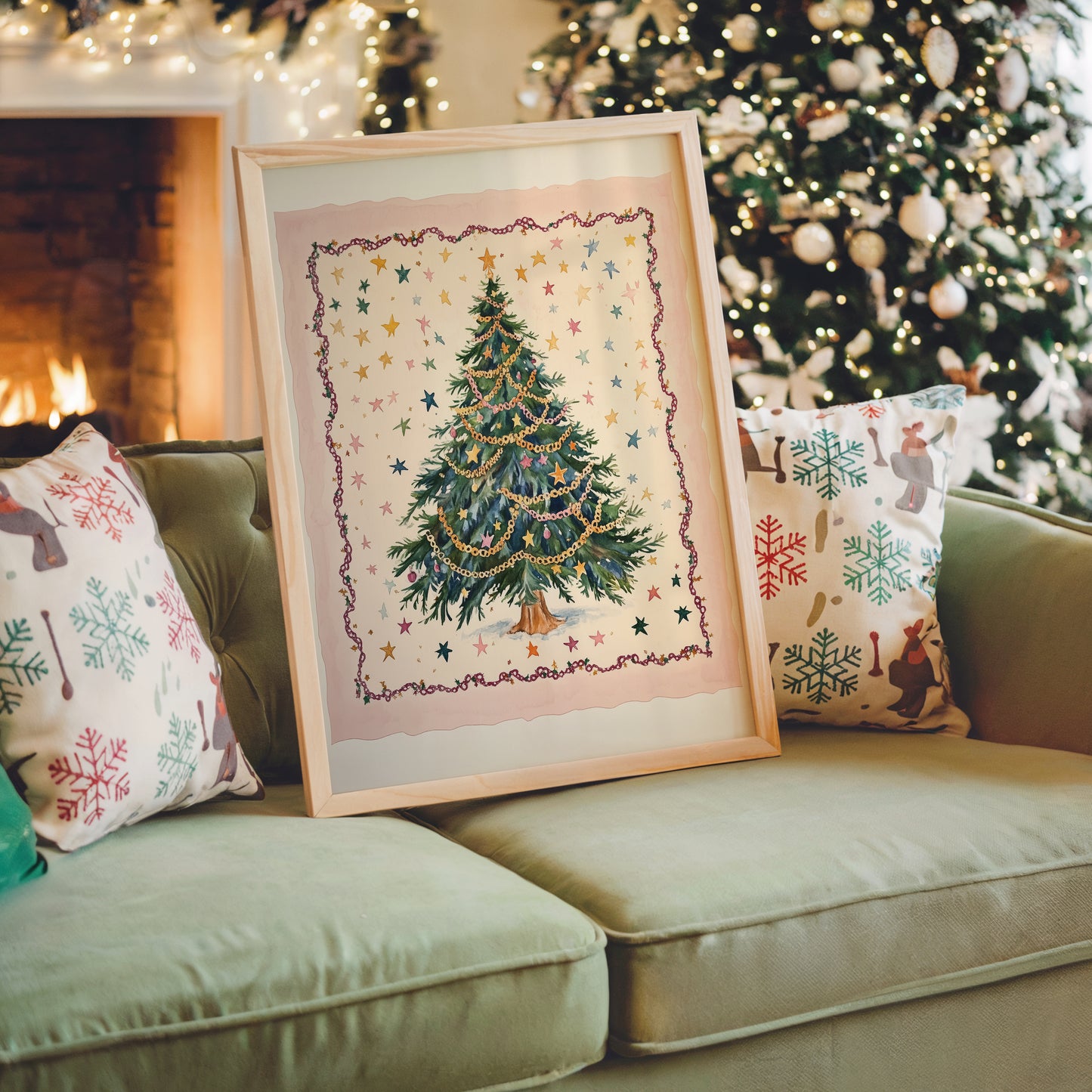 Watercolour Christmas Tree Art Print