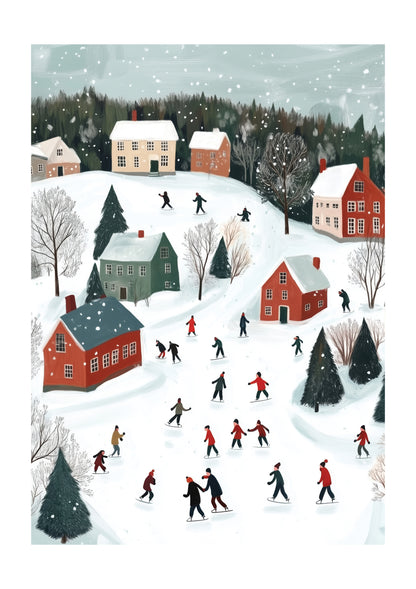 Ice Skating Village Art Print