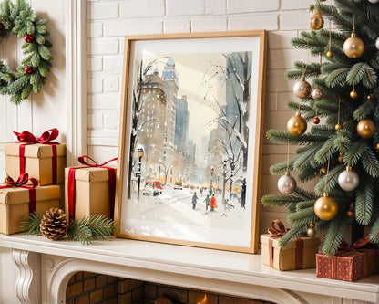 Winter Stroll in New York City Art Print