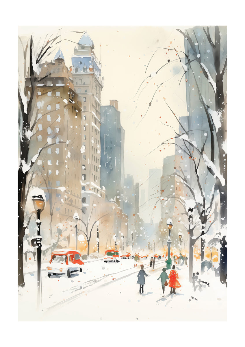 Winter Stroll in New York City Art Print