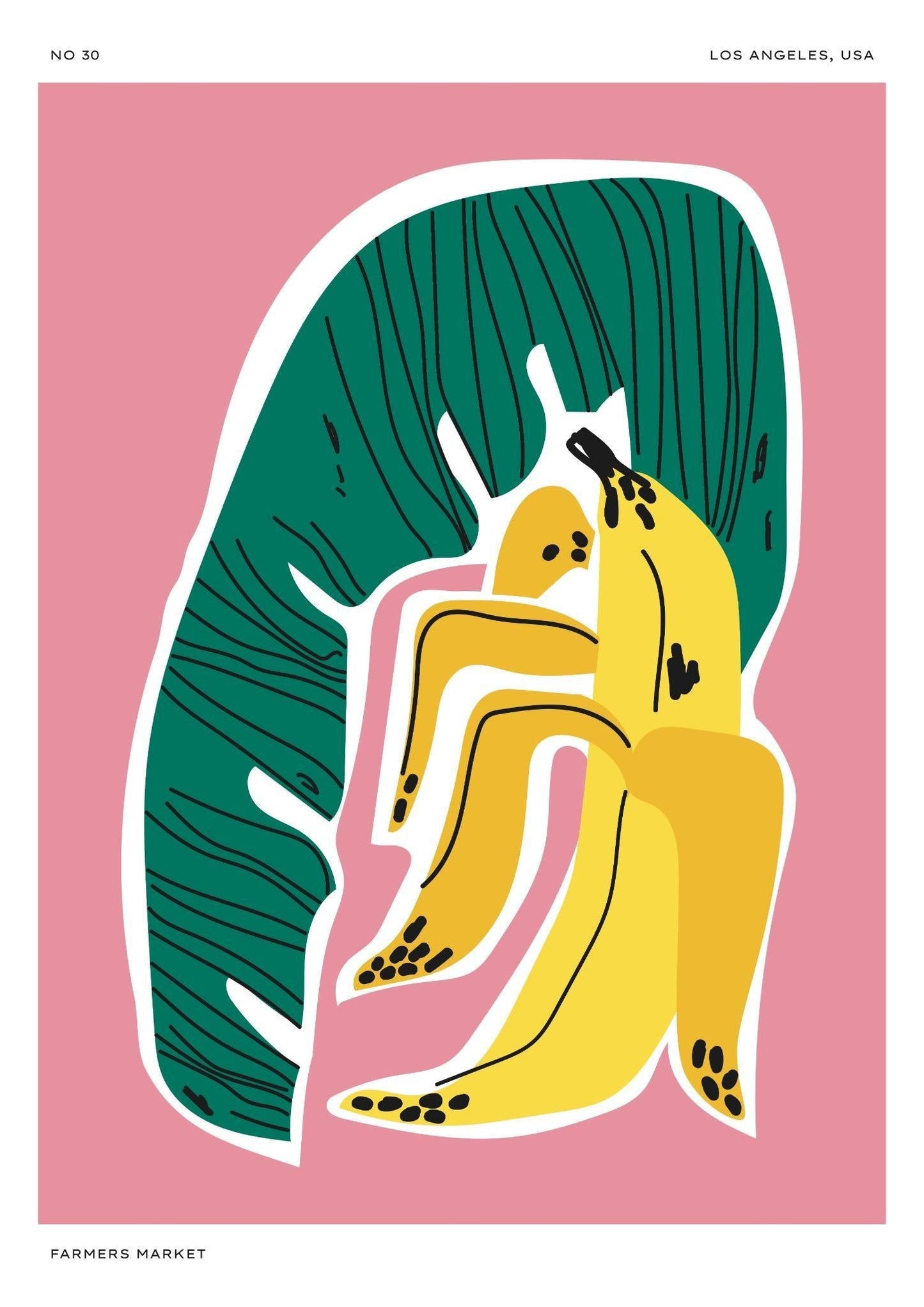 Abstract Banana & Leaves Art Print-Skudaboo