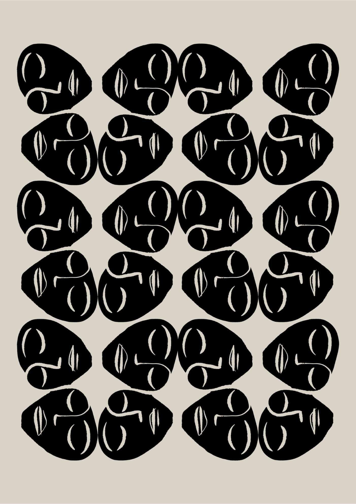 Abstract Faces Pattern Art Print-Skudaboo