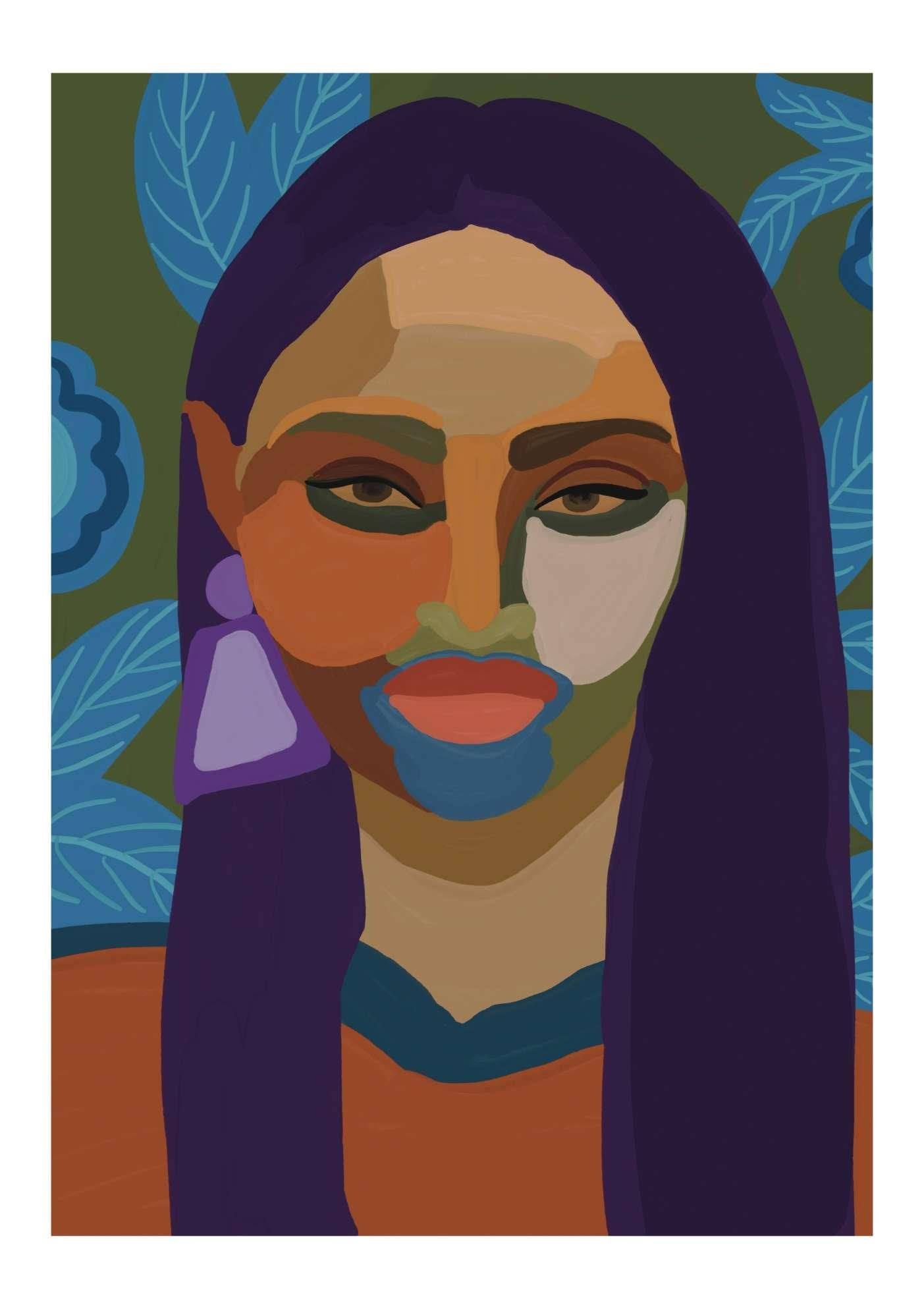 Abstract Female Face Art Print-Skudaboo