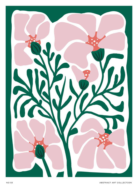 Skudaboo Pink Green Abstract Floral Art Print