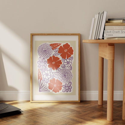 Abstract Flower & Vines Spring Floral Art Print-Skudaboo