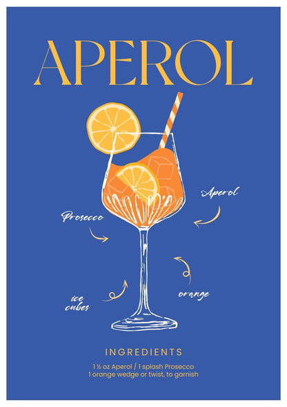 Aperol Spritz Cocktail Recipe Art print-Skudaboo