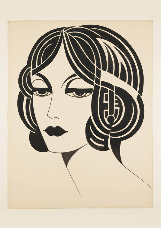 Art Deco Portrait Art Print-Skudaboo