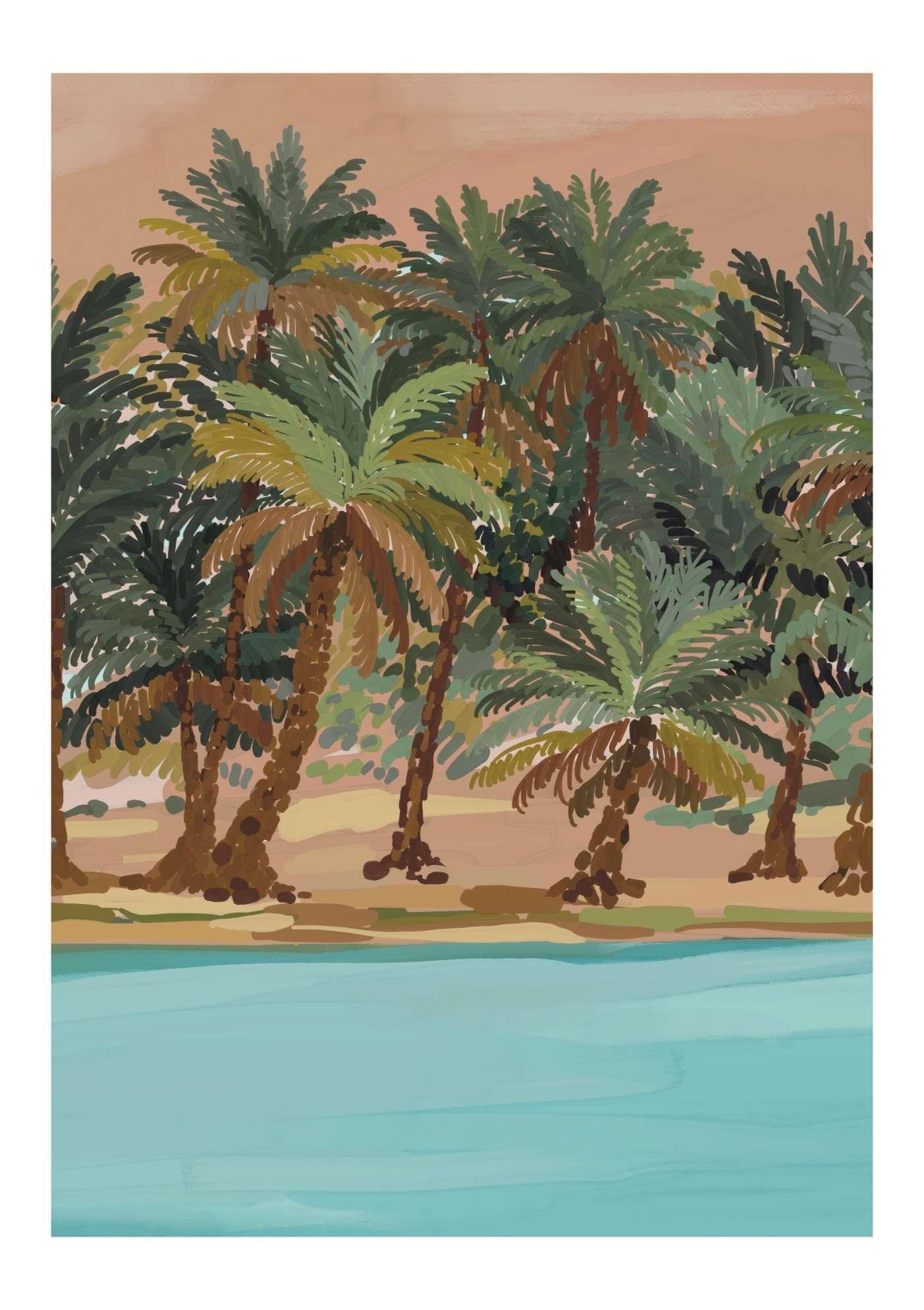 Beach and Palm Trees Art Print-Skudaboo