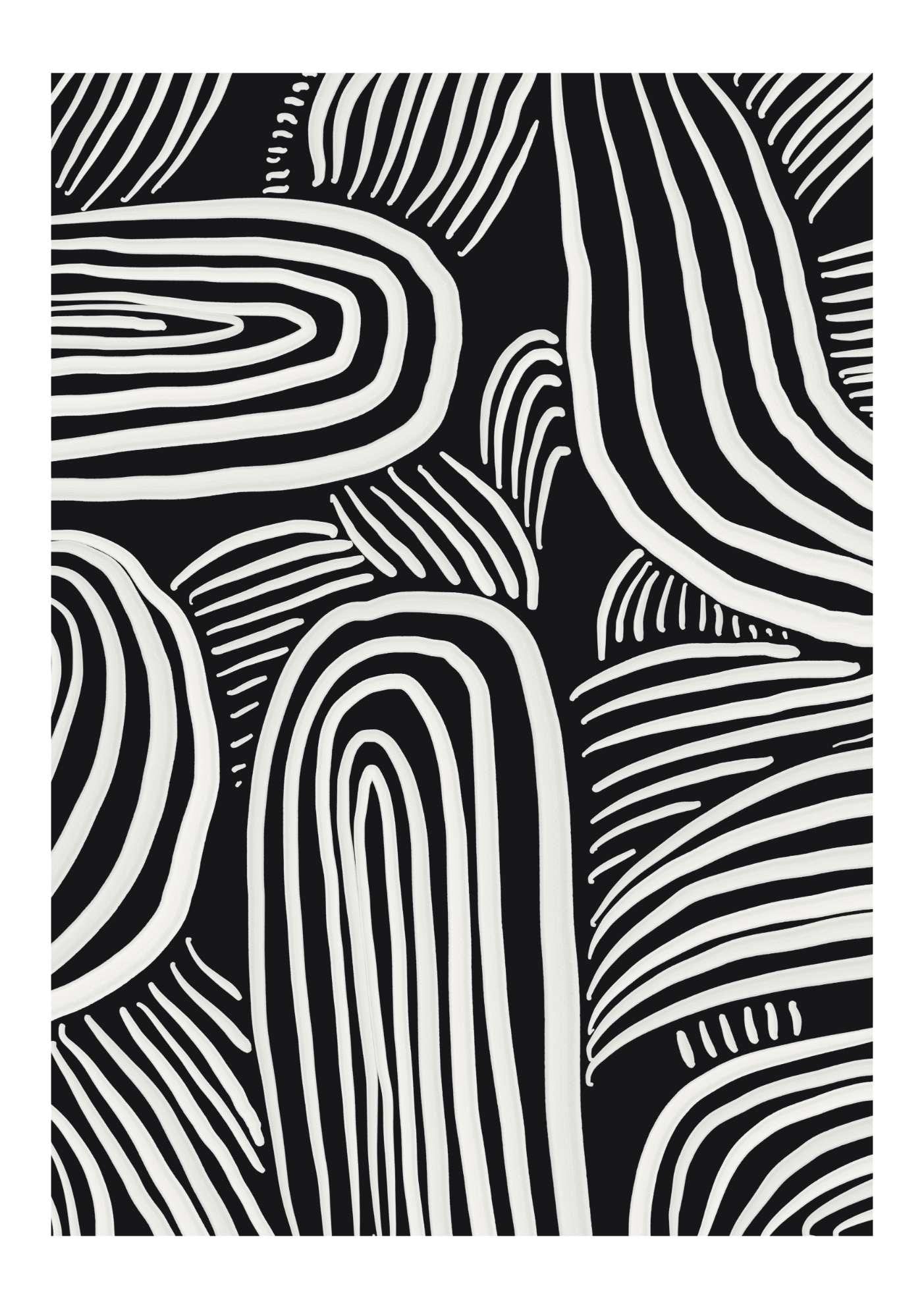 Black and White Abstract Shape Art Print-Skudaboo