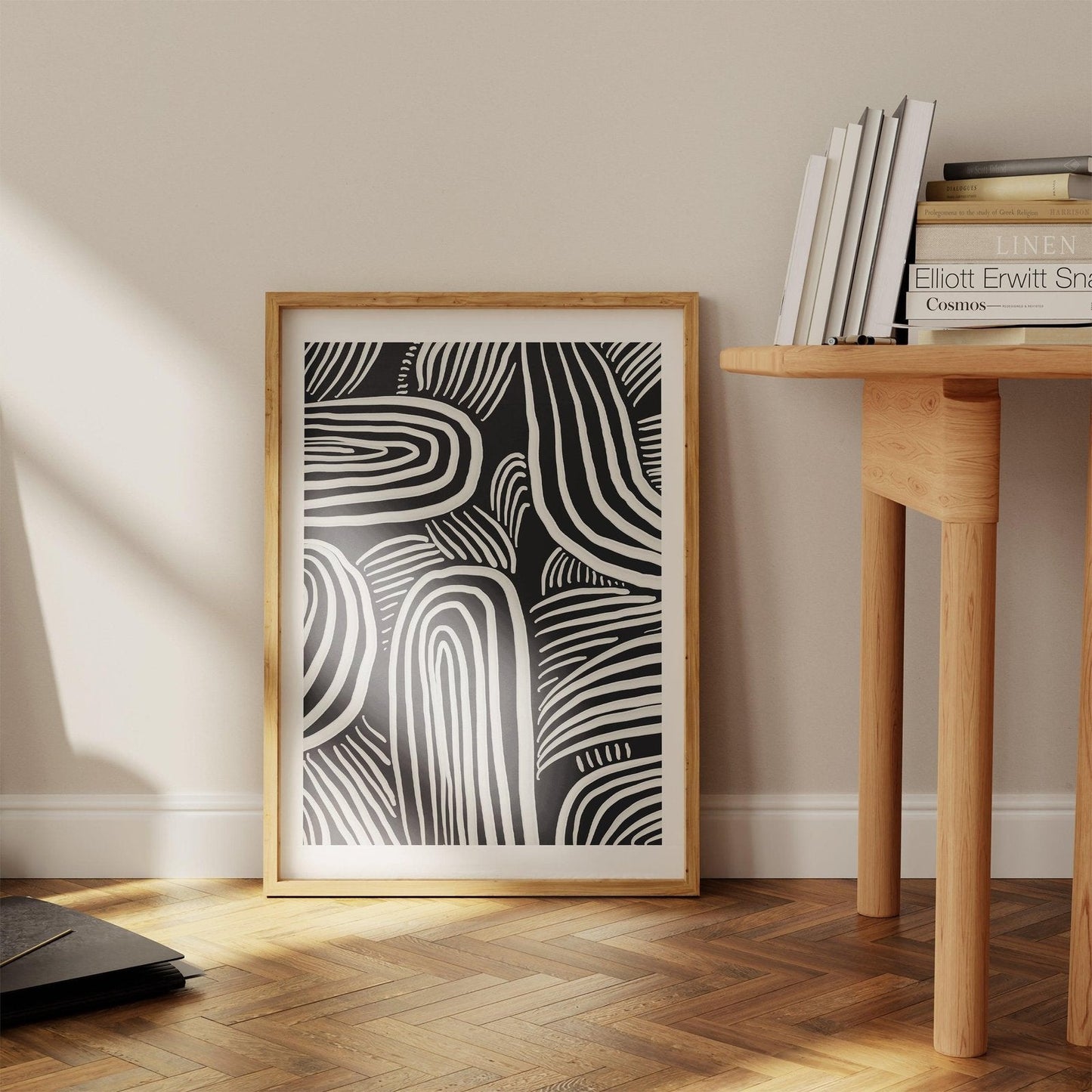 Black and White Abstract Shape Art Print-Skudaboo