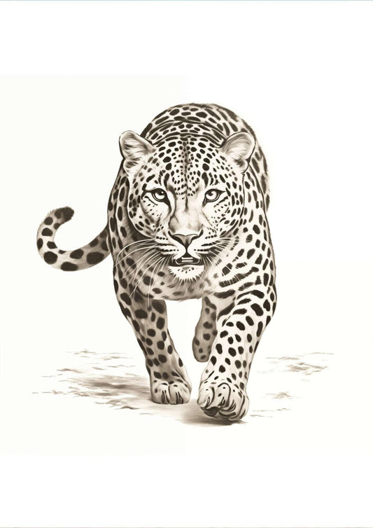 Black & White Leopard Art Print-Skudaboo