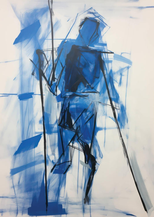 Blue Abstract Figure Art Print-Skudaboo