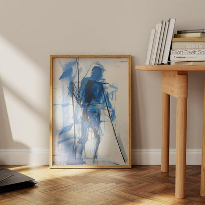 Blue Abstract Figure Art Print-Skudaboo