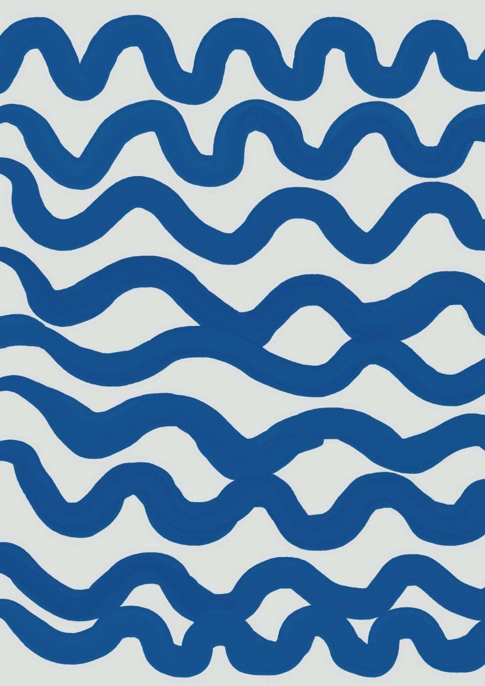 Blue Abstract Waves Art Print-Skudaboo