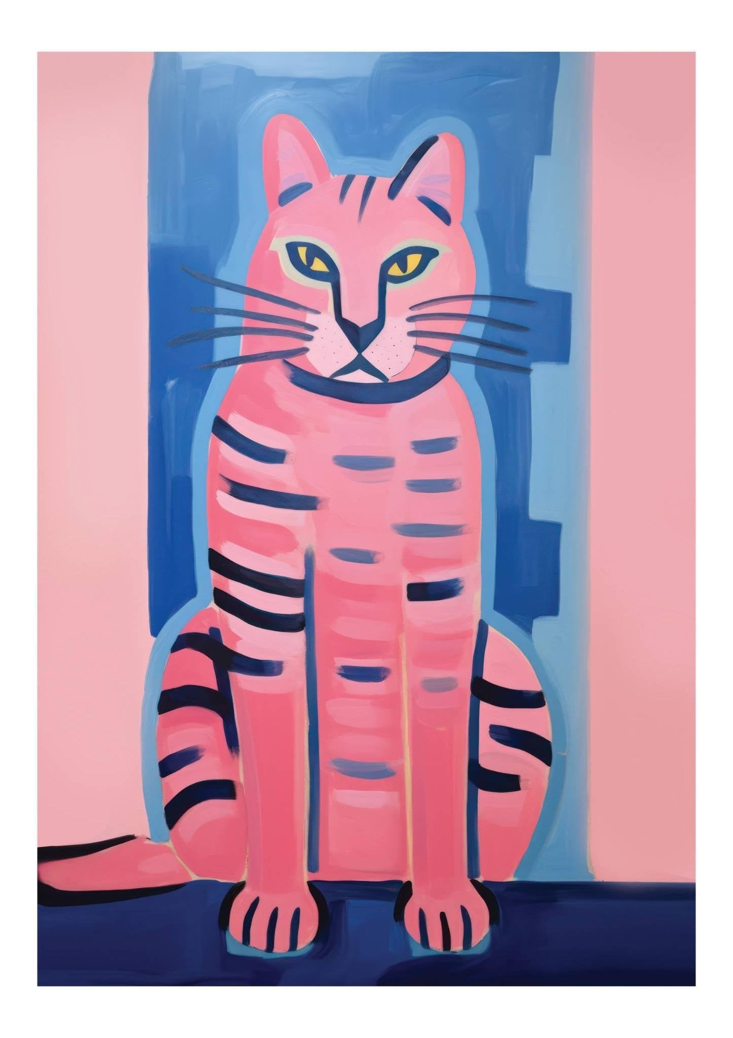 Blue & Pink Tiger Art Print-Skudaboo