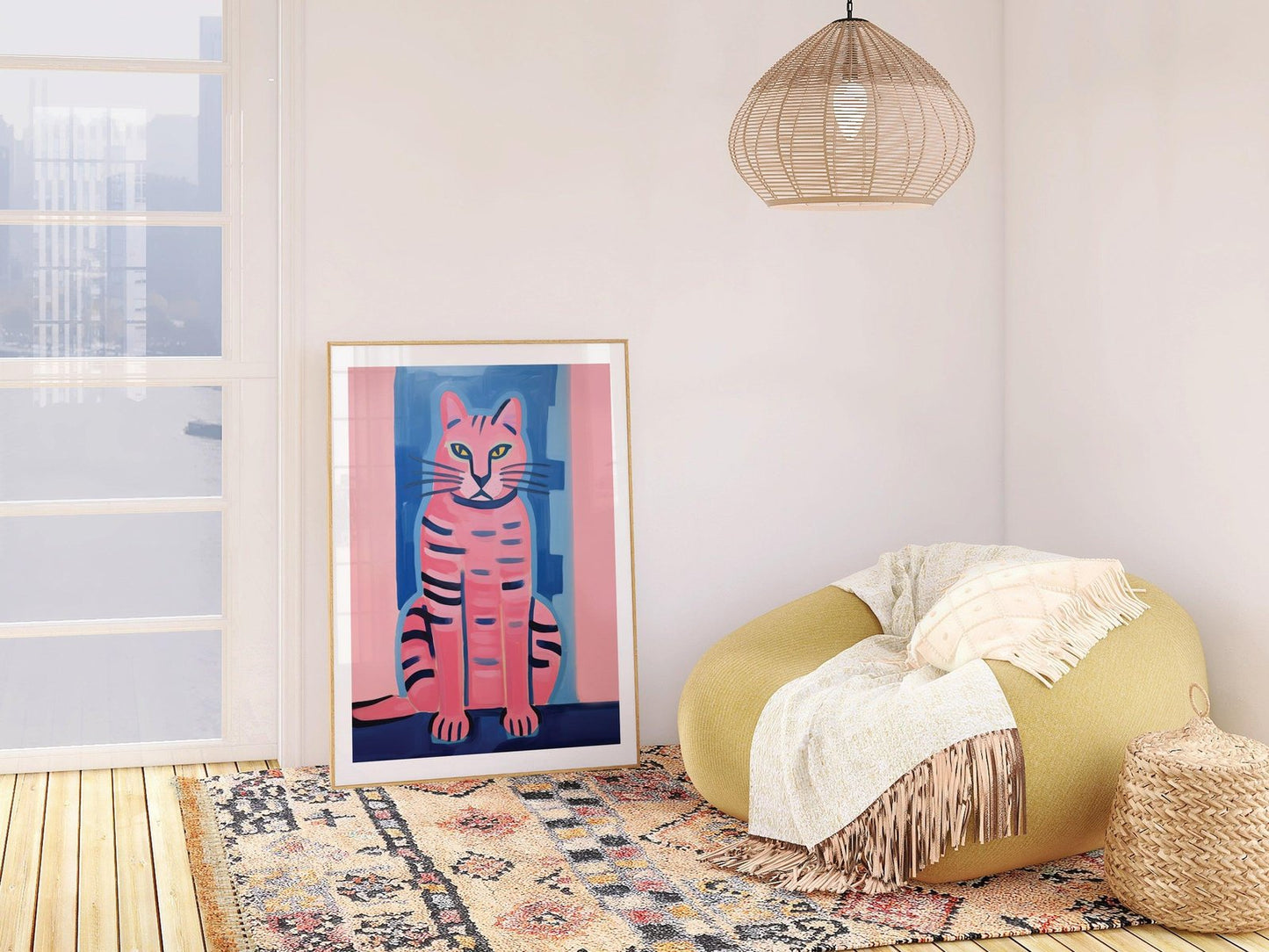 Blue & Pink Tiger Art Print-Skudaboo