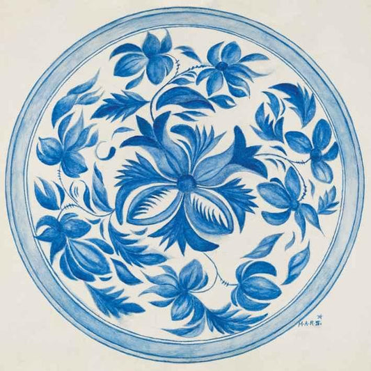 Blue Plate Vintage Art Print-Skudaboo