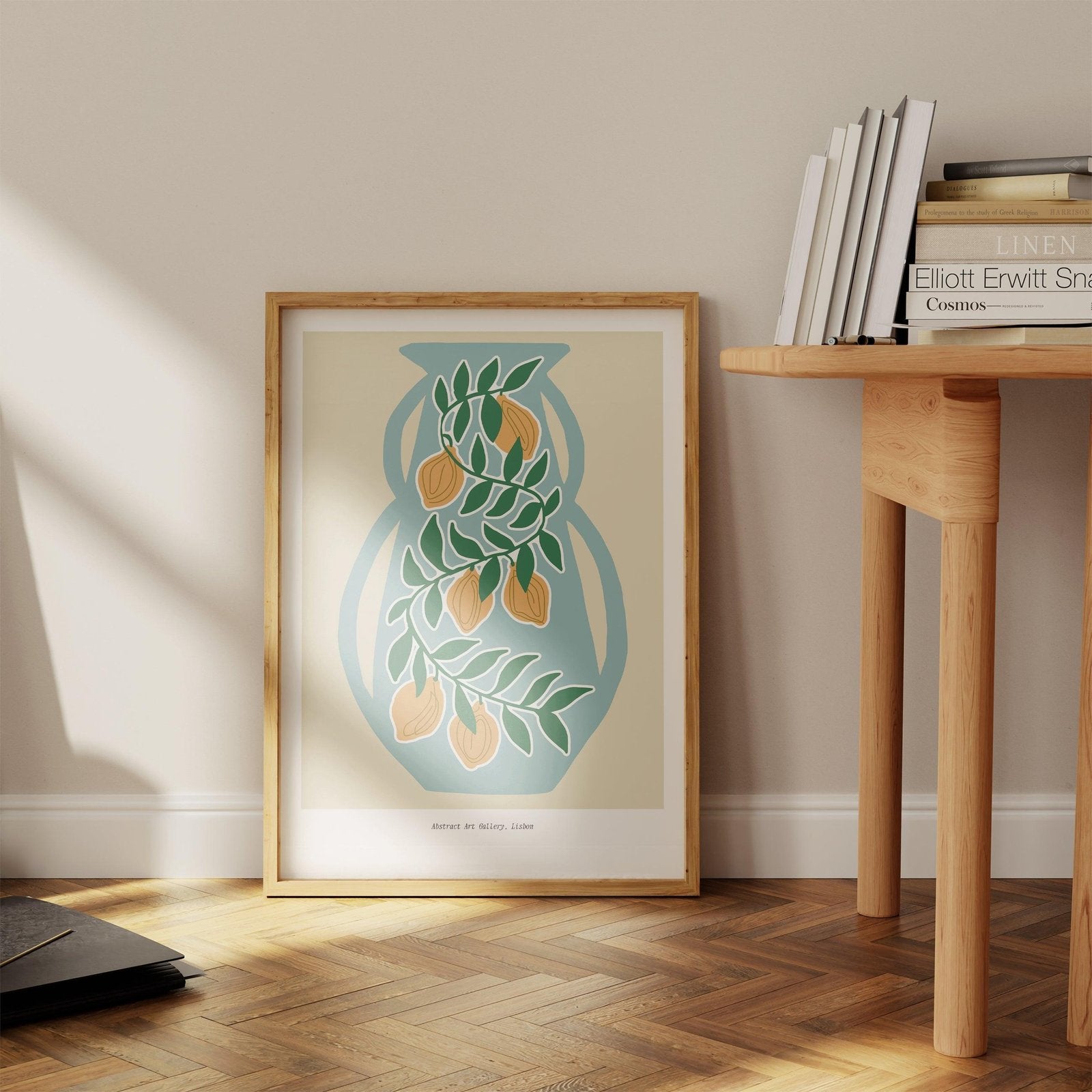 Blue Vase & Lemons Spring Floral Art Print-Skudaboo