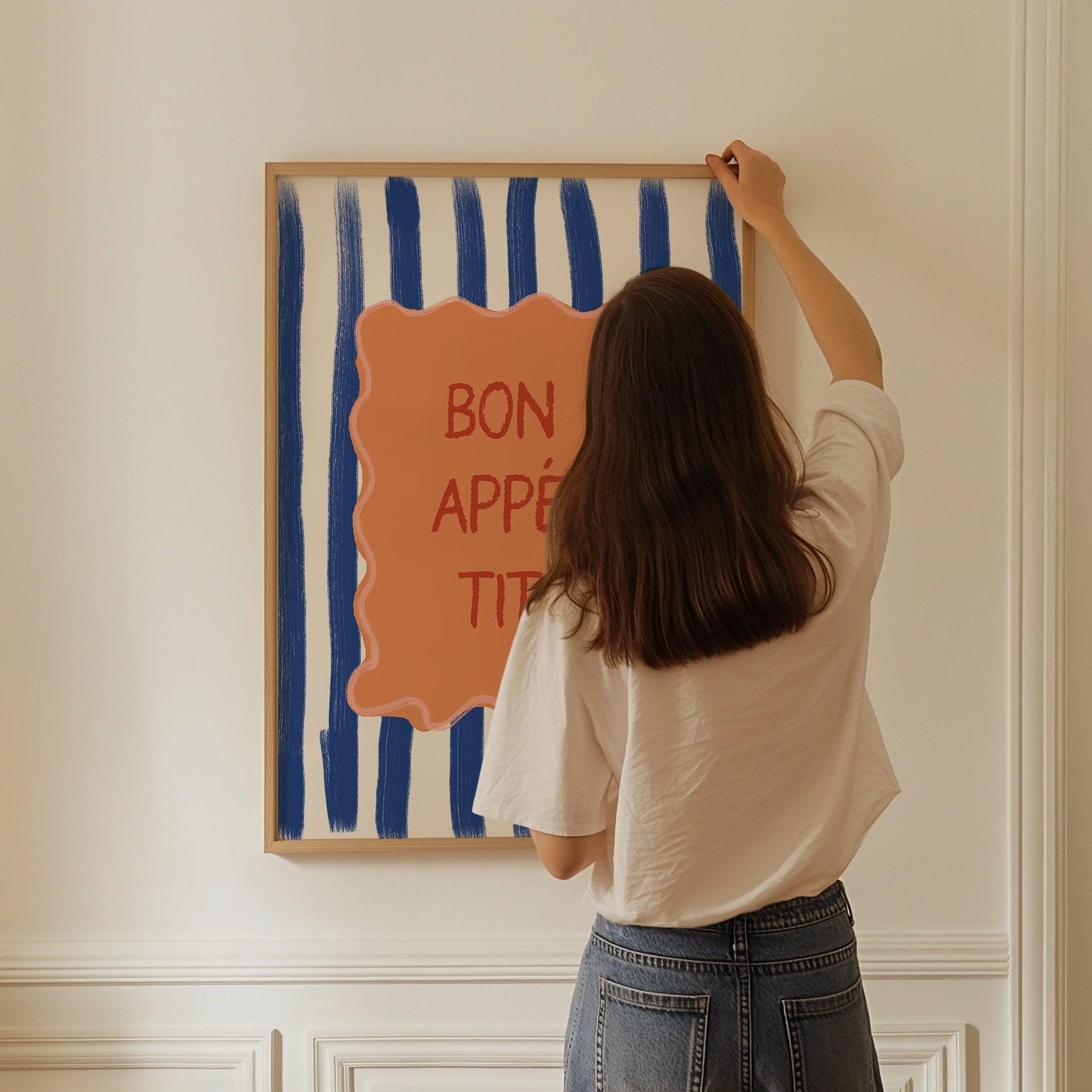 Bon Appetit Blue Stripe Art Print-Skudaboo