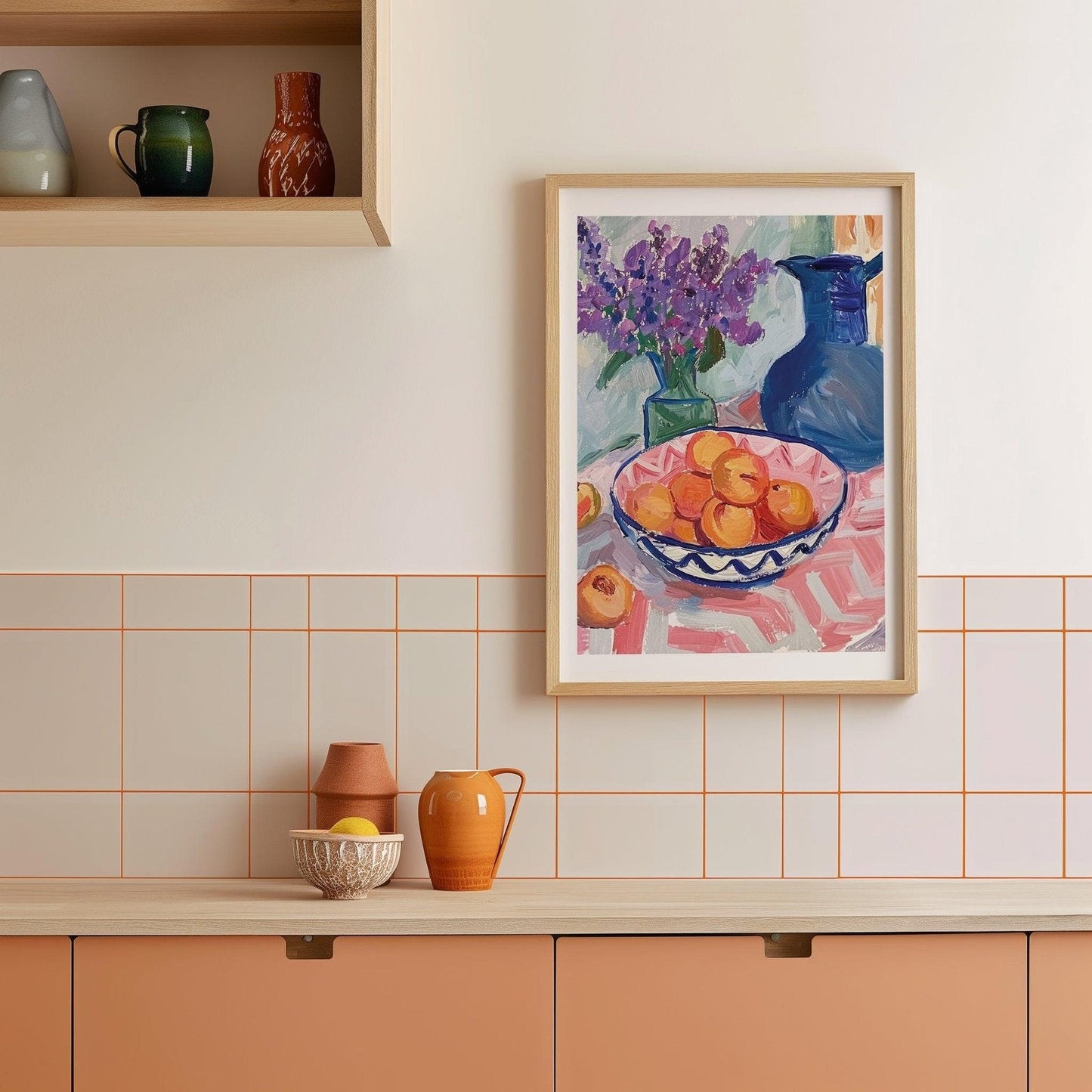 Bowl of Peaches Art Print-Skudaboo