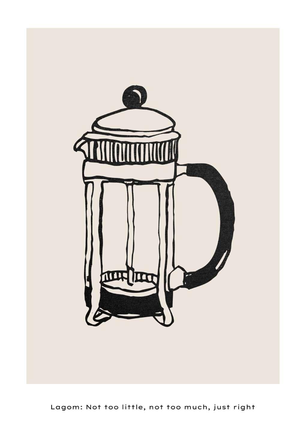 Cafetiere Modern Art Print-Skudaboo