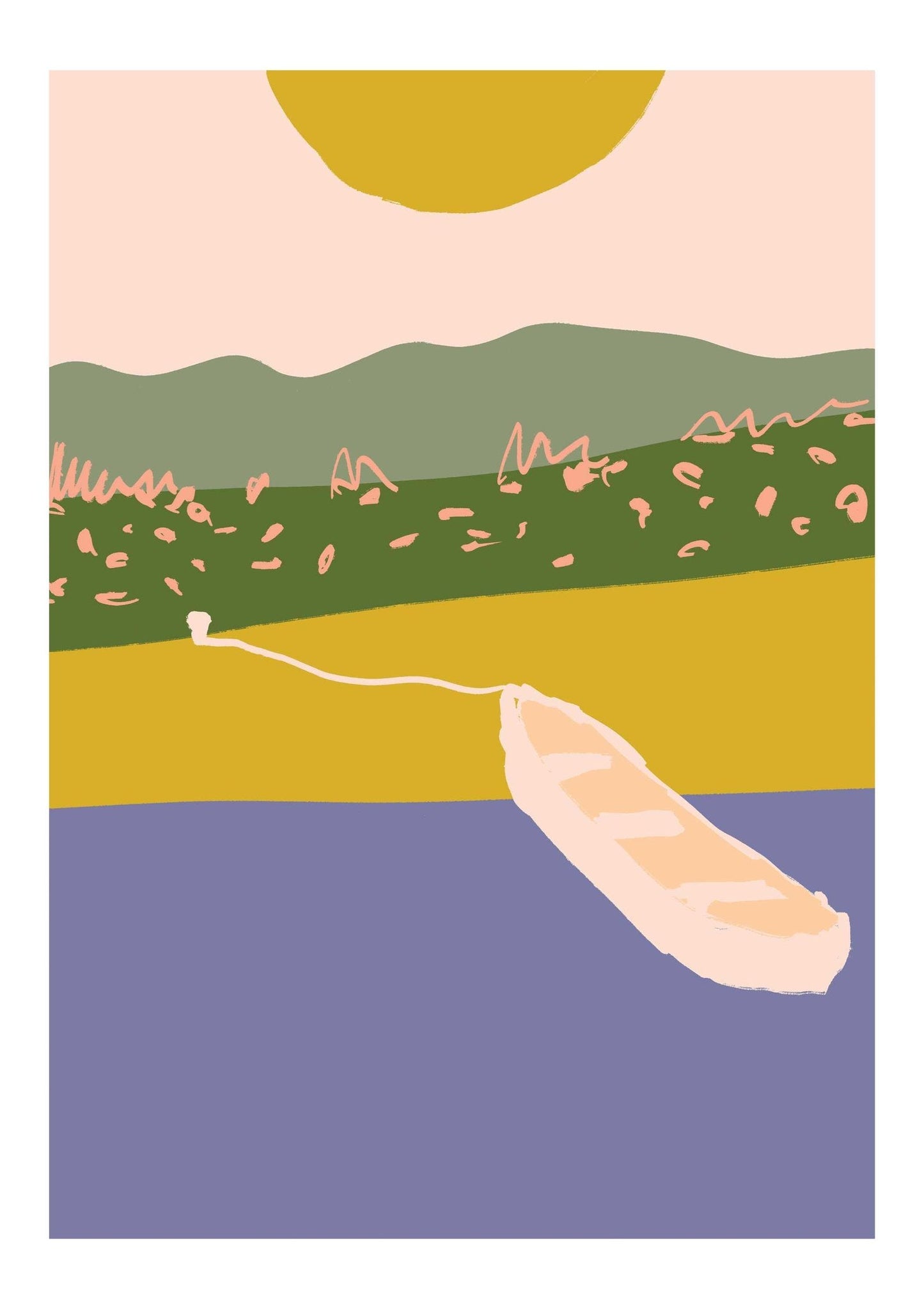 Canoe & Landcape Art Print-Skudaboo