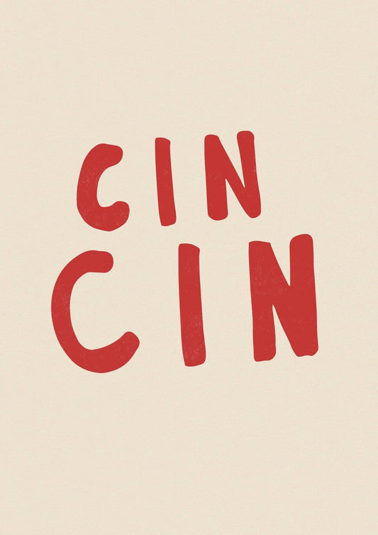 Cin Cin Retro Christmas Art Print-Skudaboo