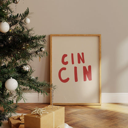 Cin Cin Retro Christmas Art Print-Skudaboo