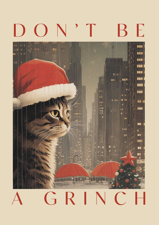 Don't Be a Grinch Retro Christmas Art Print-Skudaboo