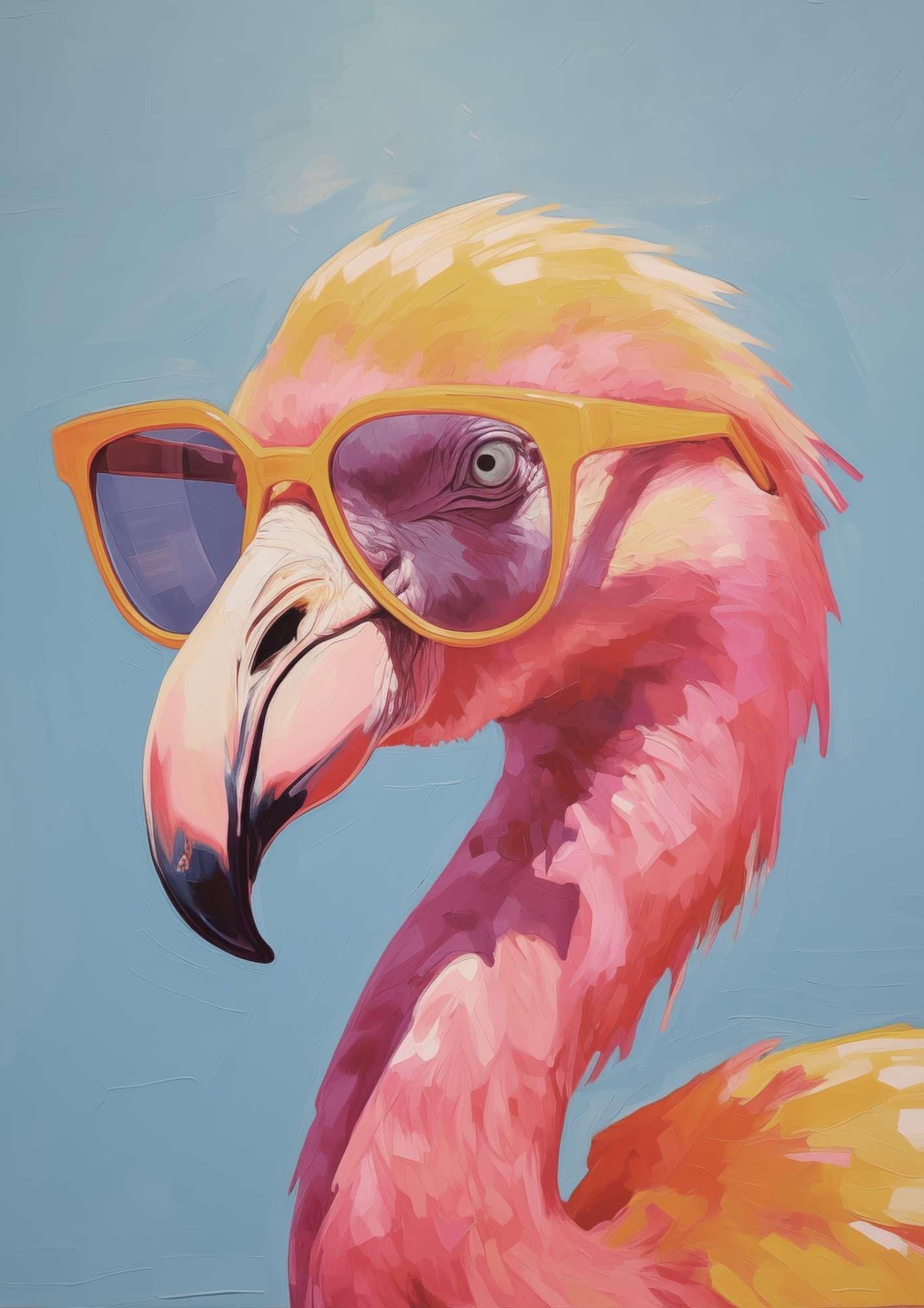 Flamingo in Sunglasses Art Print Skudaboo