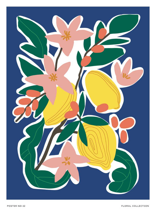 Floral Lemons Art Print