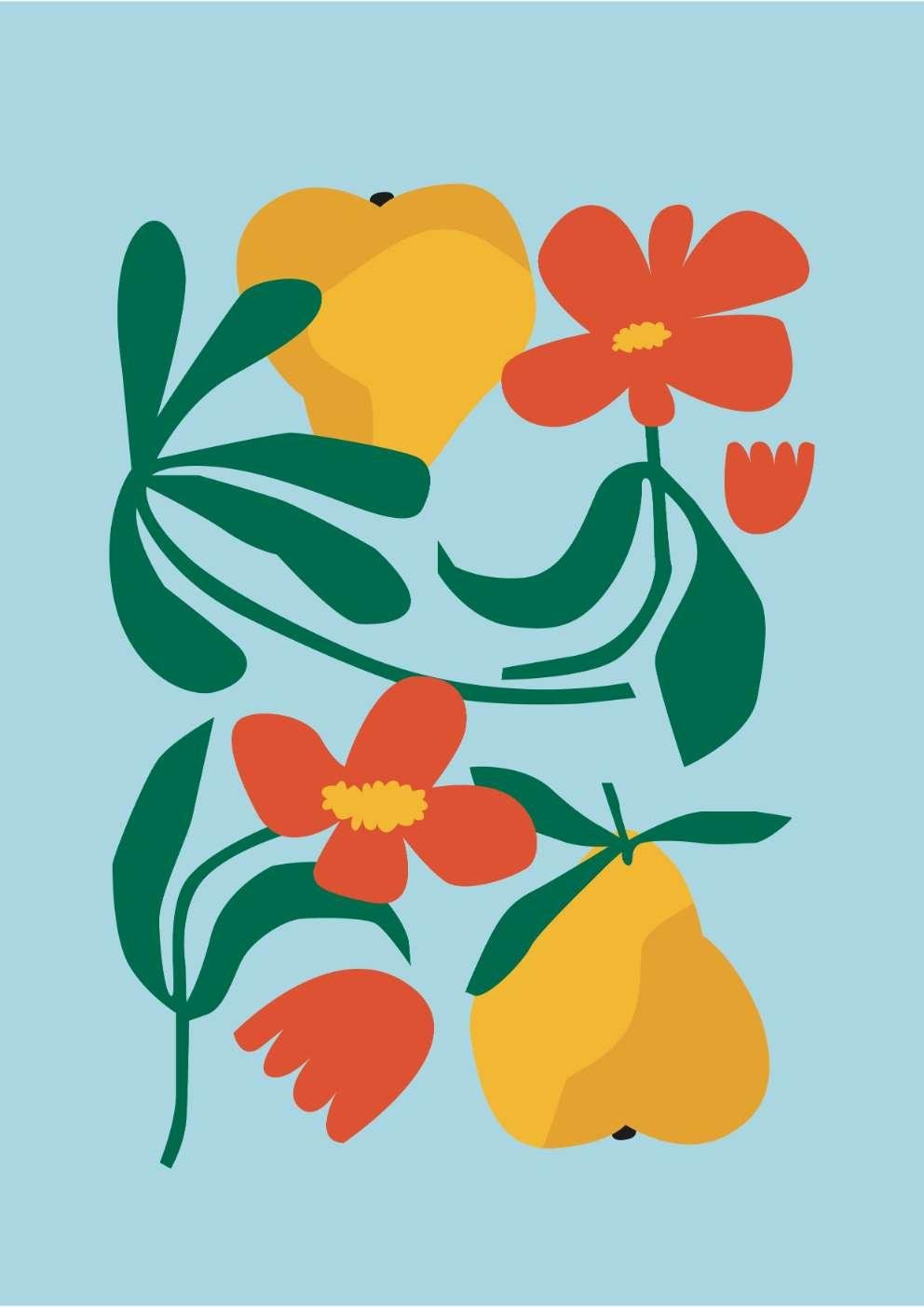 Floral Pears Art Print-Skudaboo