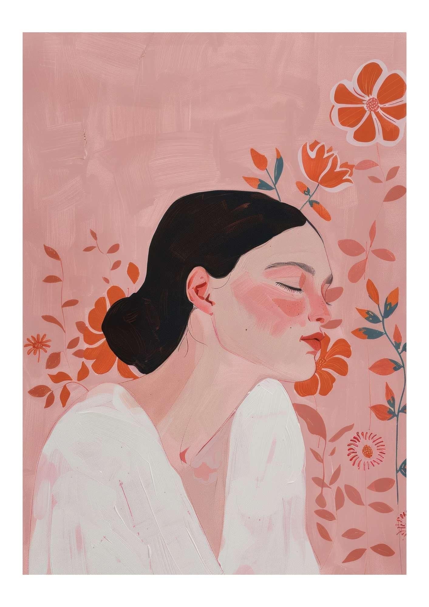 Floral Pink & Red Portrait-Skudaboo