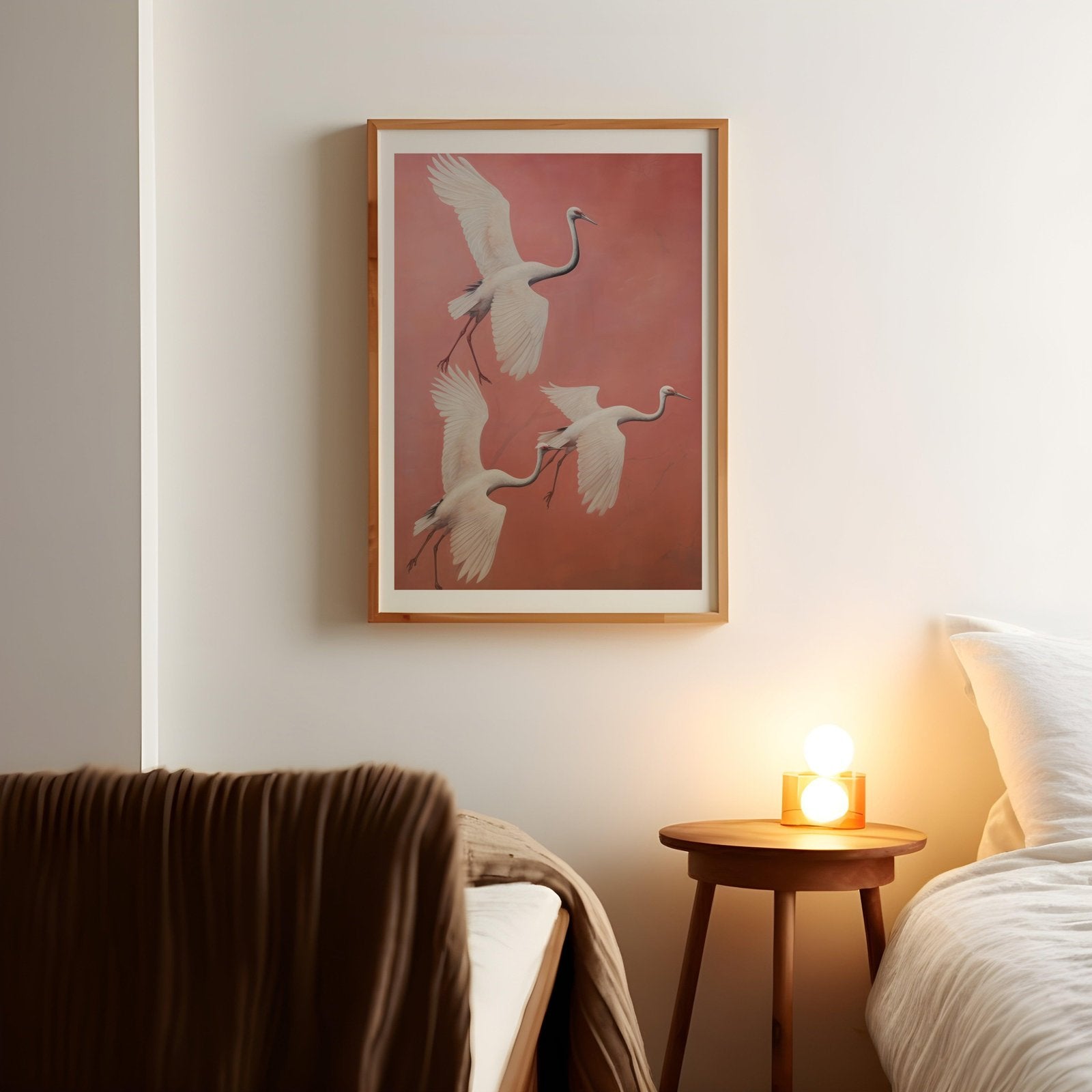 Flying Cranes Art Print-Skudaboo