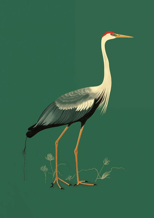 Green Crane Art Print-Skudaboo