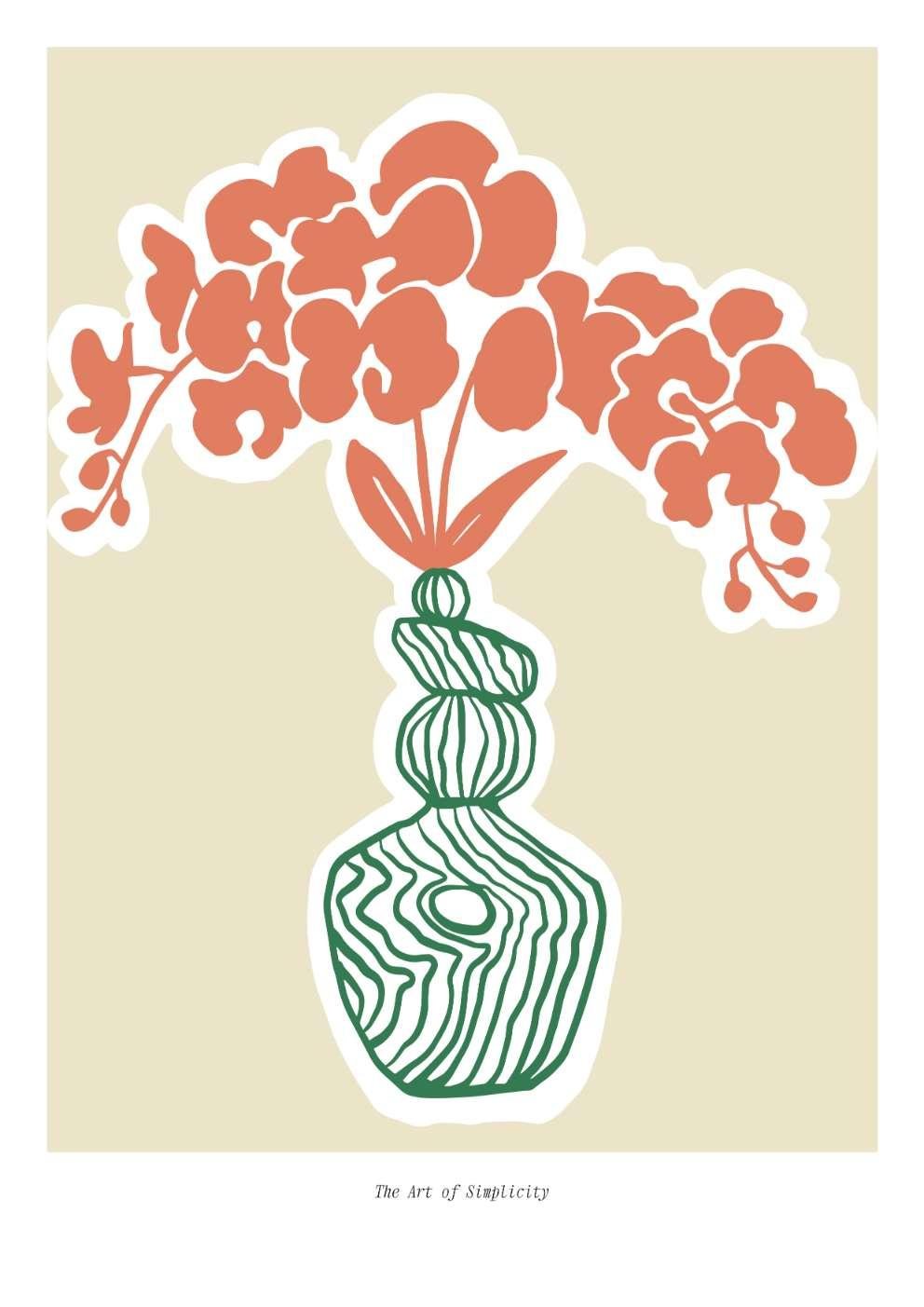 Green Vase Spring Floral Art Print-Skudaboo