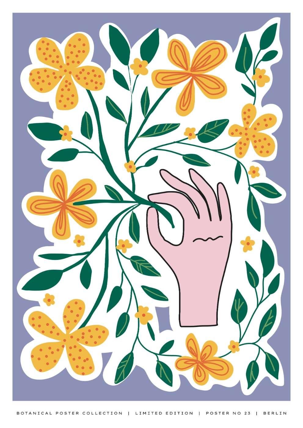 Hand and Flowers Art Print-Skudaboo