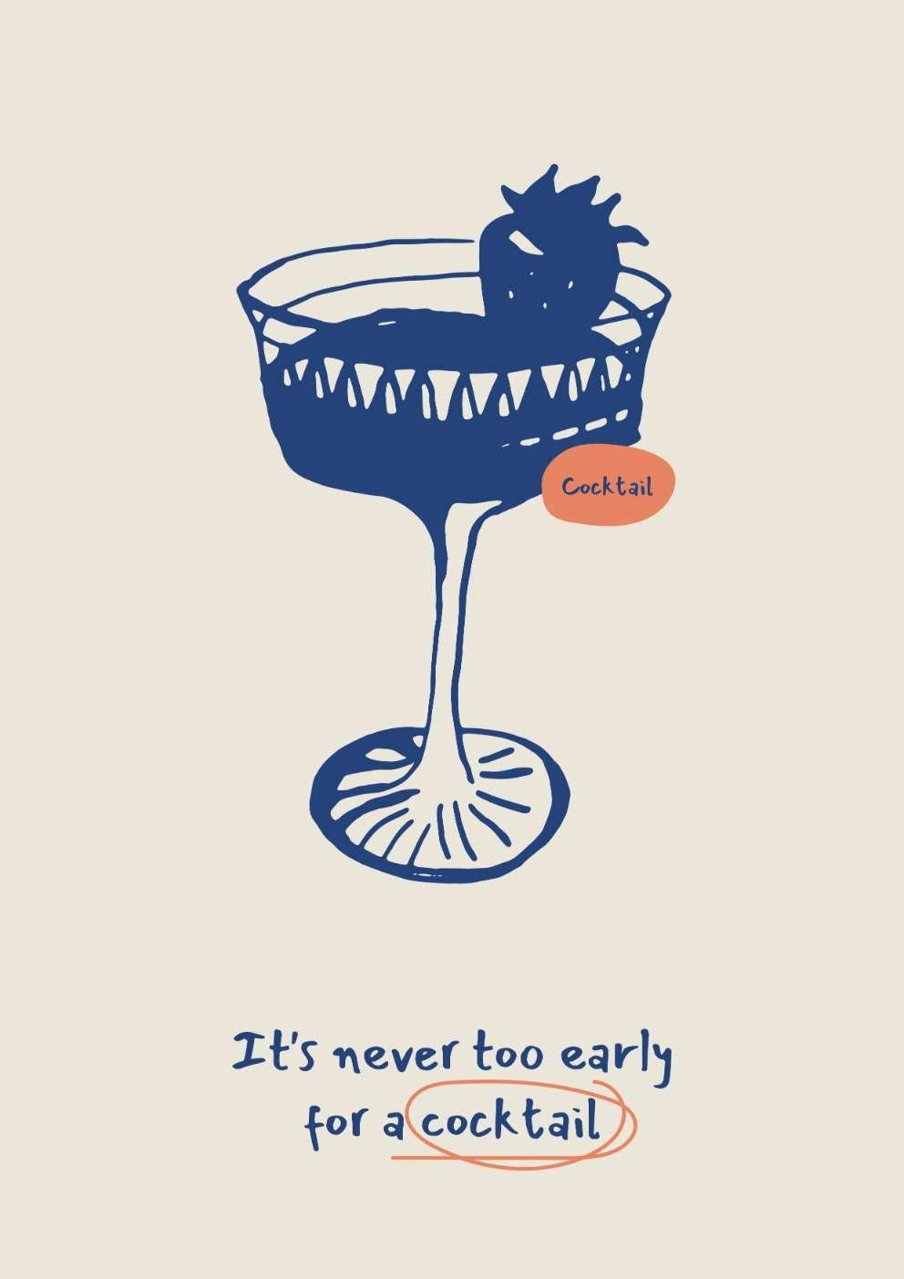 It's Never Too Early Cocktail Art Print-Skudaboo