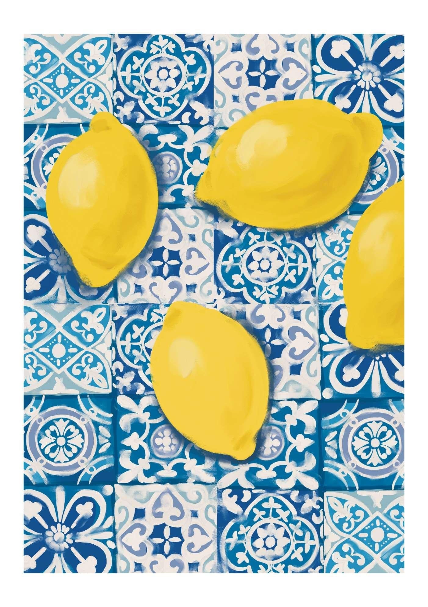 Lemon & Tiles Art Print-Skudaboo