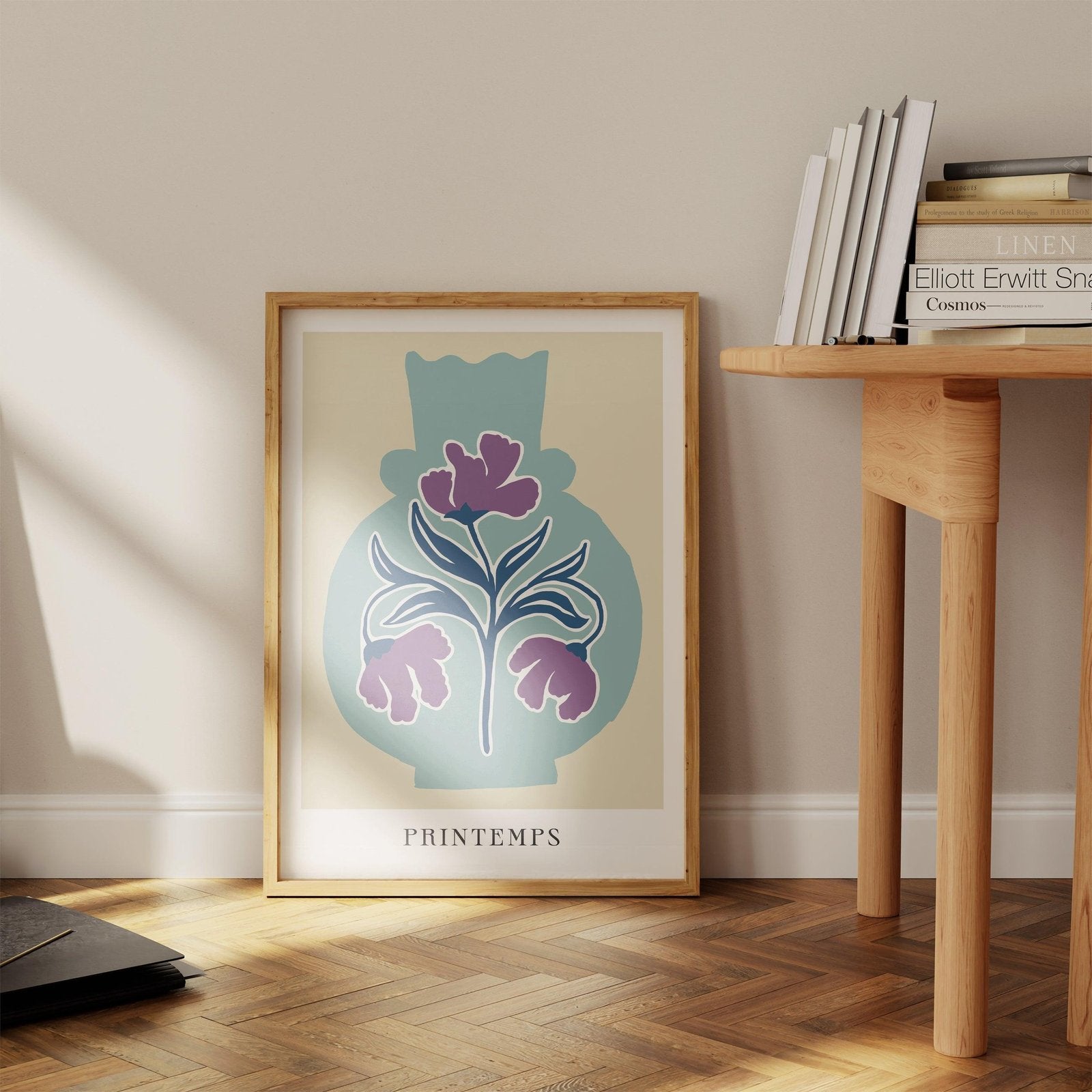 Light Blue & Purple Vase Spring Floral Art Print-Skudaboo