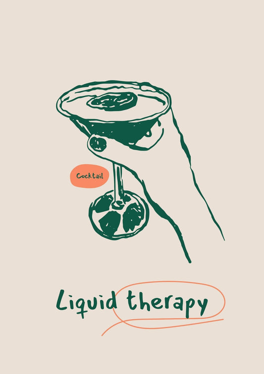 Liquid Therapy Cocktail Art Print-Skudaboo