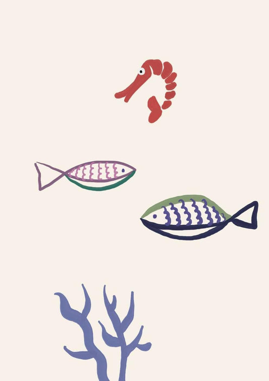 Minimalist Sea Life Art print-Skudaboo