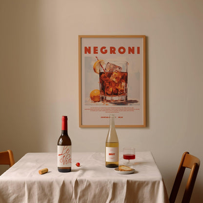 Negroni Cocktail Retro Art Print-Skudaboo