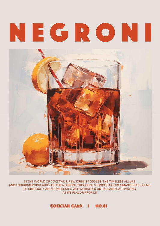 Negroni Cocktail Retro Art Print-Skudaboo