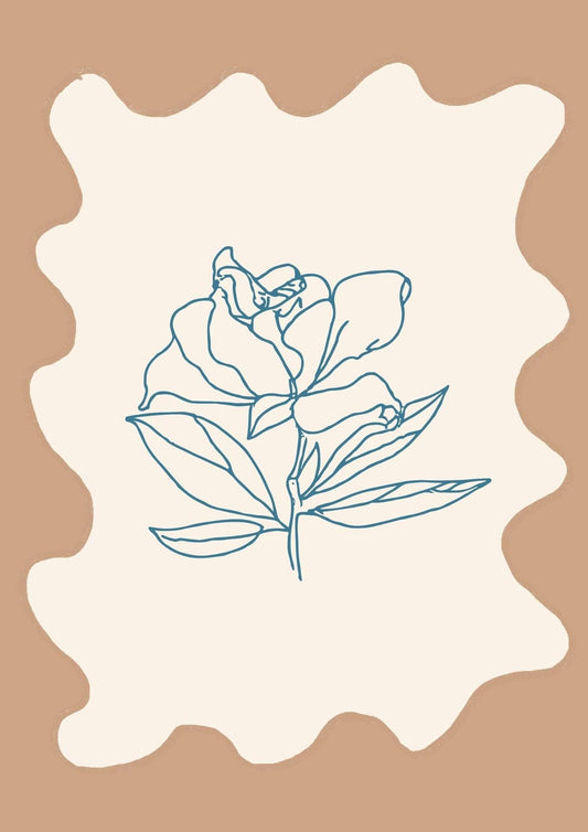 Neutral Floral Line Art Art Print-Skudaboo